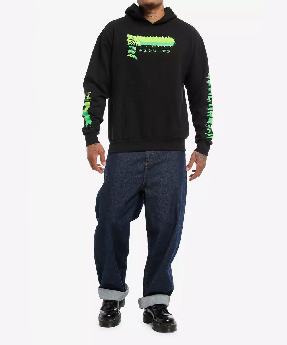 Collection of Hoodie Denji Green Two Sides in a gallery layout