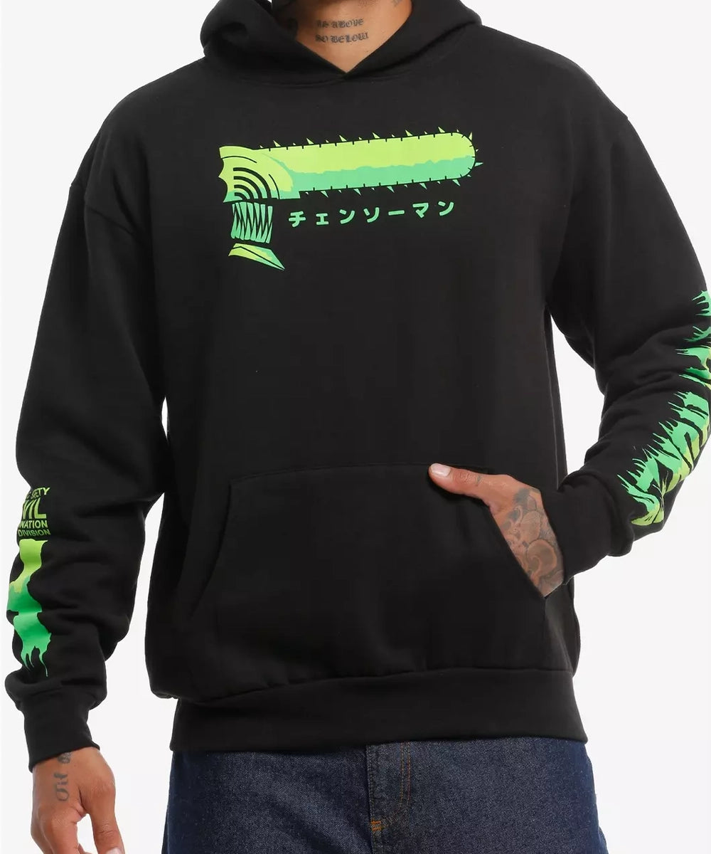Collection of Hoodie Denji Green Two Sides in a gallery layout