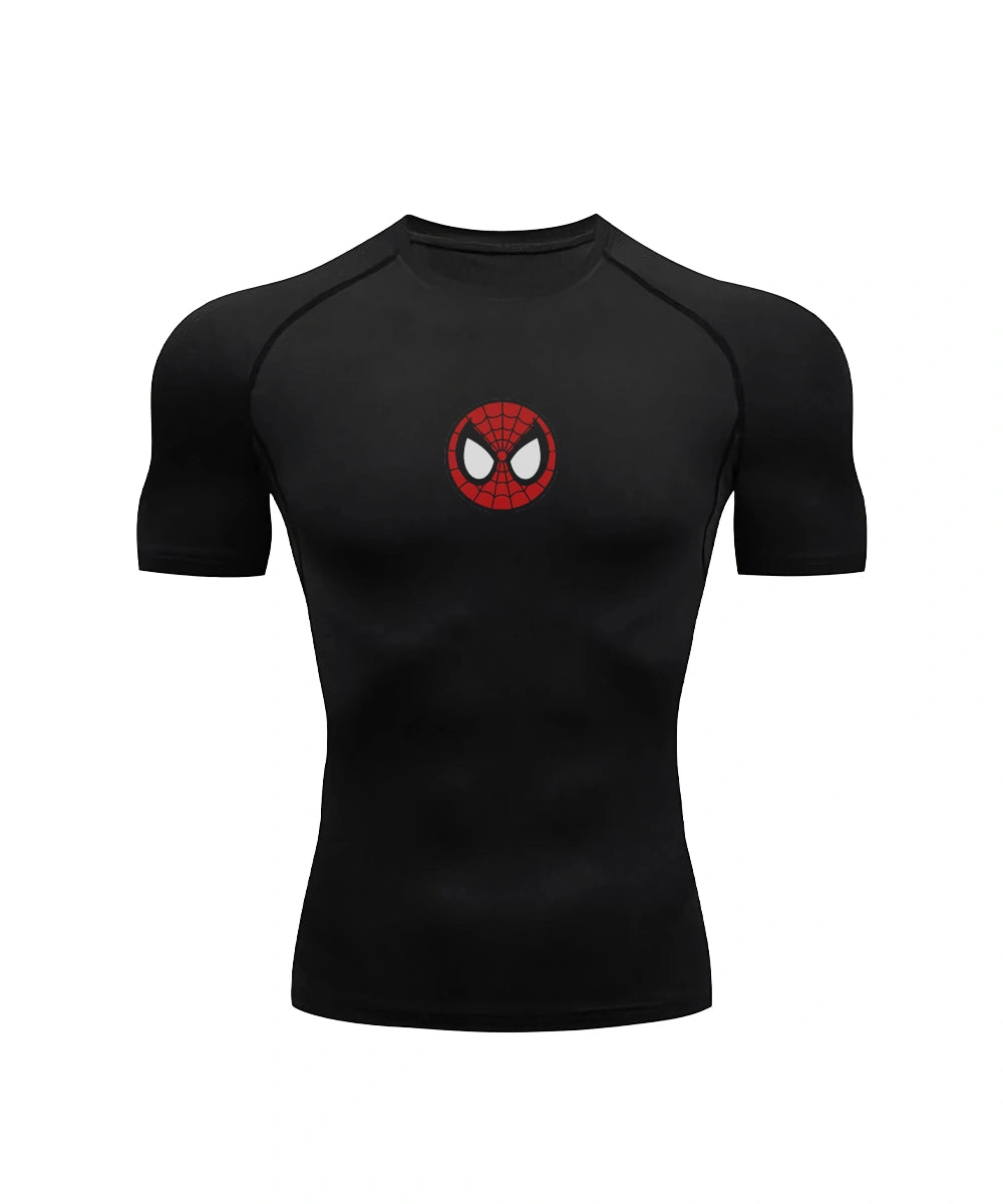 Spider min compress manga corta negro